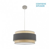 Distribuidor - Lâmpadas Diversas | Colgantes Moderno | COLGANTE KANDY 3XE27 NATURAL/GRIS REGX60X60 CM Ref: 174296028